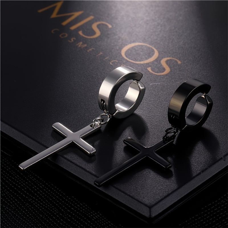 Men's Stainless Steel Cross Ear Clips
